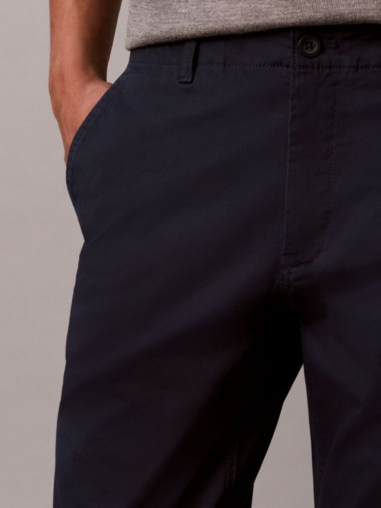 Blue Slim Fit Buttoned Chinos  Men