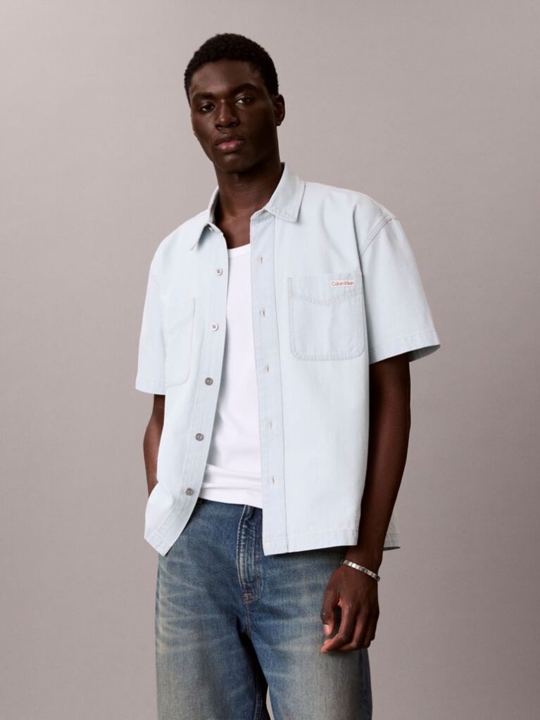 Denim Κοντομάνικο Denim Πουκάμισο Με Boxy Γραμμή  Άνδρας