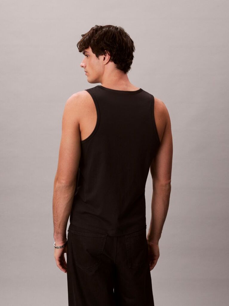 Black Monogram Logo Tank Top  Men
