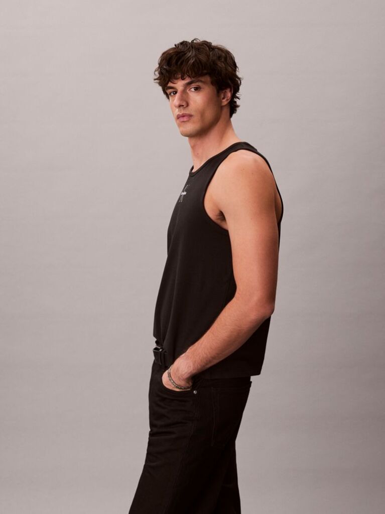 Black Monogram Logo Tank Top  Men