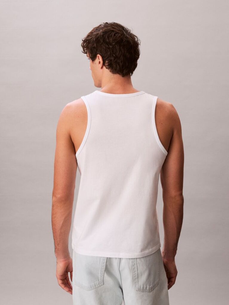 White Monogram Logo Tank Top  Men