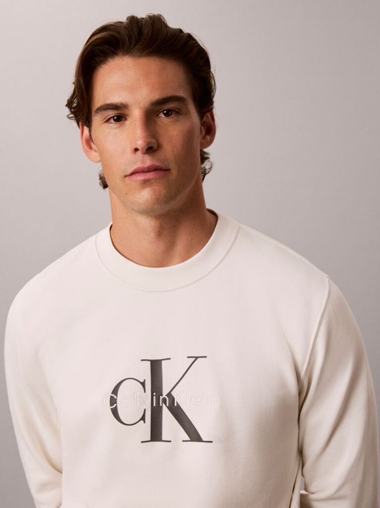 White Cotton Terry Monogram Sweatshirt  Men