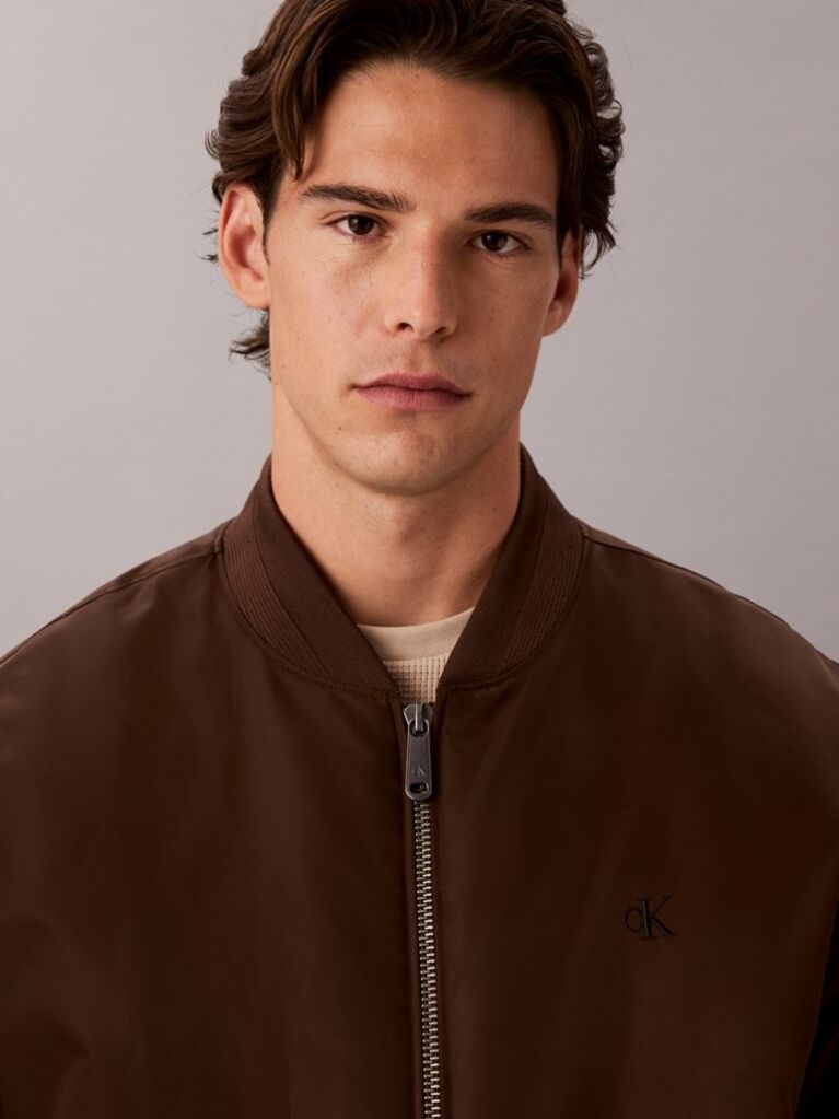 Brown Padded Nylon Bomber Jacket  Men
