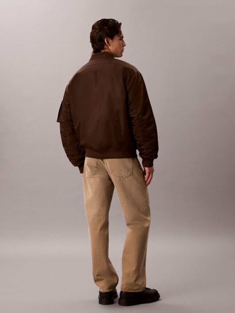 Brown Padded Nylon Bomber Jacket  Men
