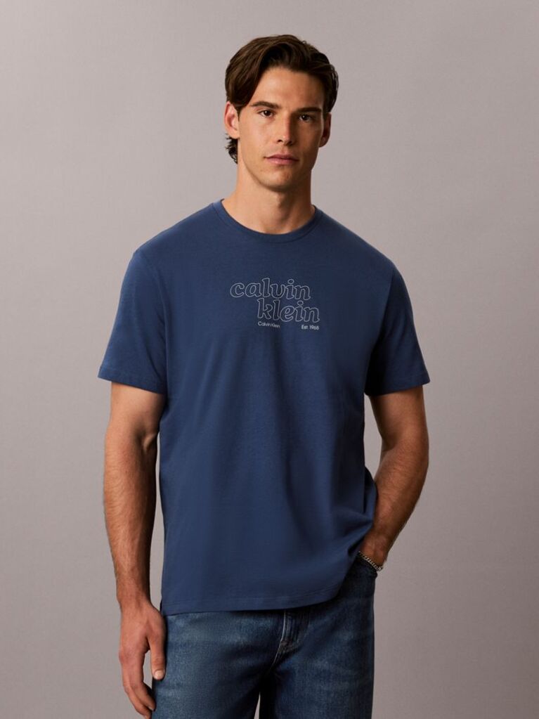 Μπλε Κοντομάνικο T-Shirt Με Travel Graphic Calvin Klein  Άνδρας