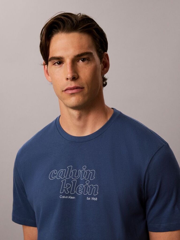 Μπλε Κοντομάνικο T-Shirt Με Travel Graphic Calvin Klein  Άνδρας