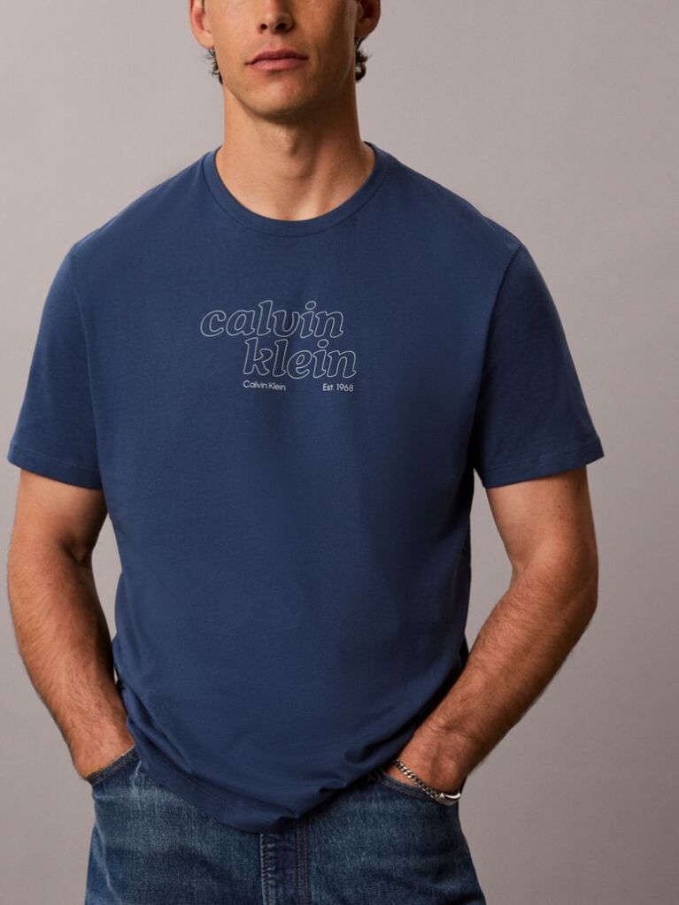 Μπλε Κοντομάνικο T-Shirt Με Travel Graphic Calvin Klein  Άνδρας