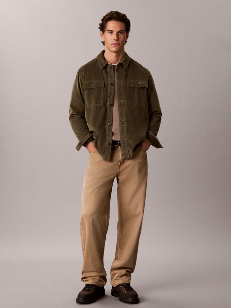 Green Relaxed Corduroy Shirt Jacket  Men