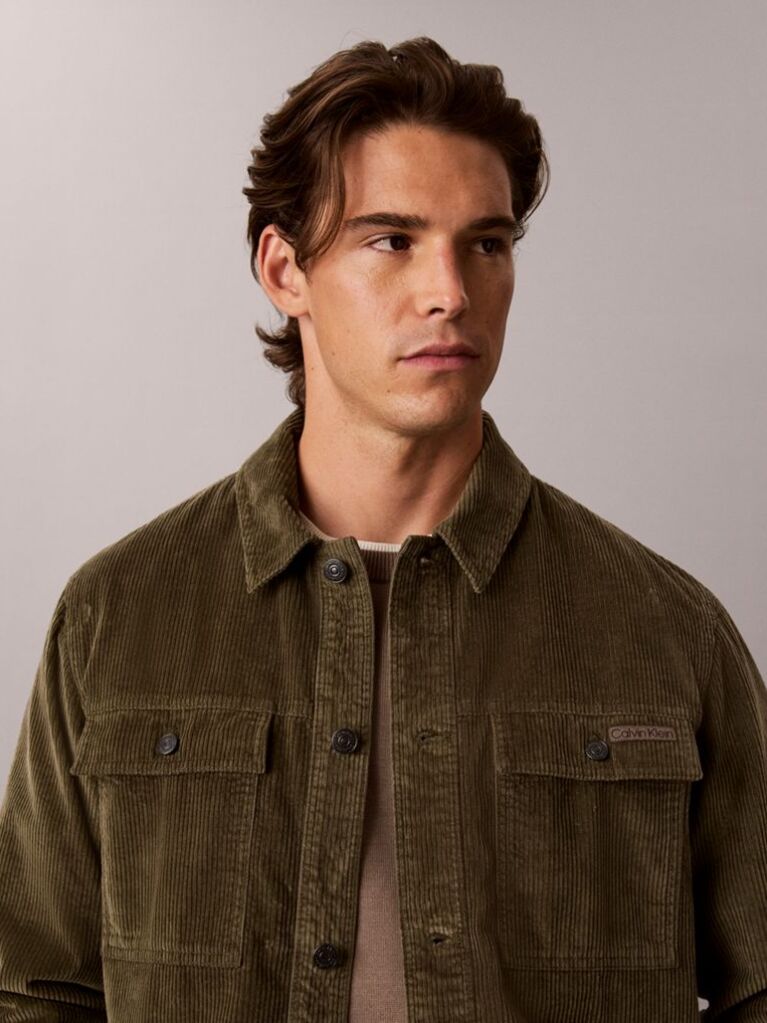 Green Relaxed Corduroy Shirt Jacket  Men