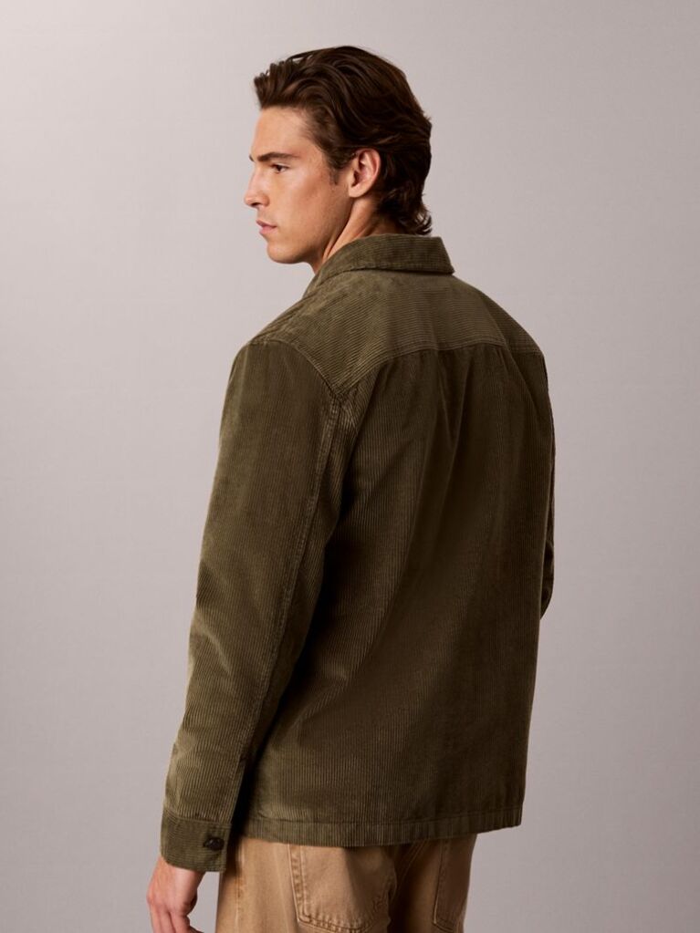 Green Relaxed Corduroy Shirt Jacket  Men