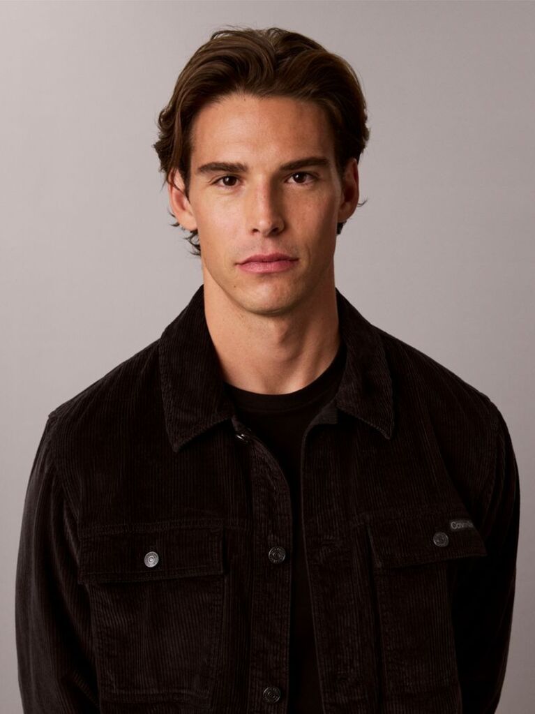 Black Relaxed Corduroy Shirt Jacket  Men