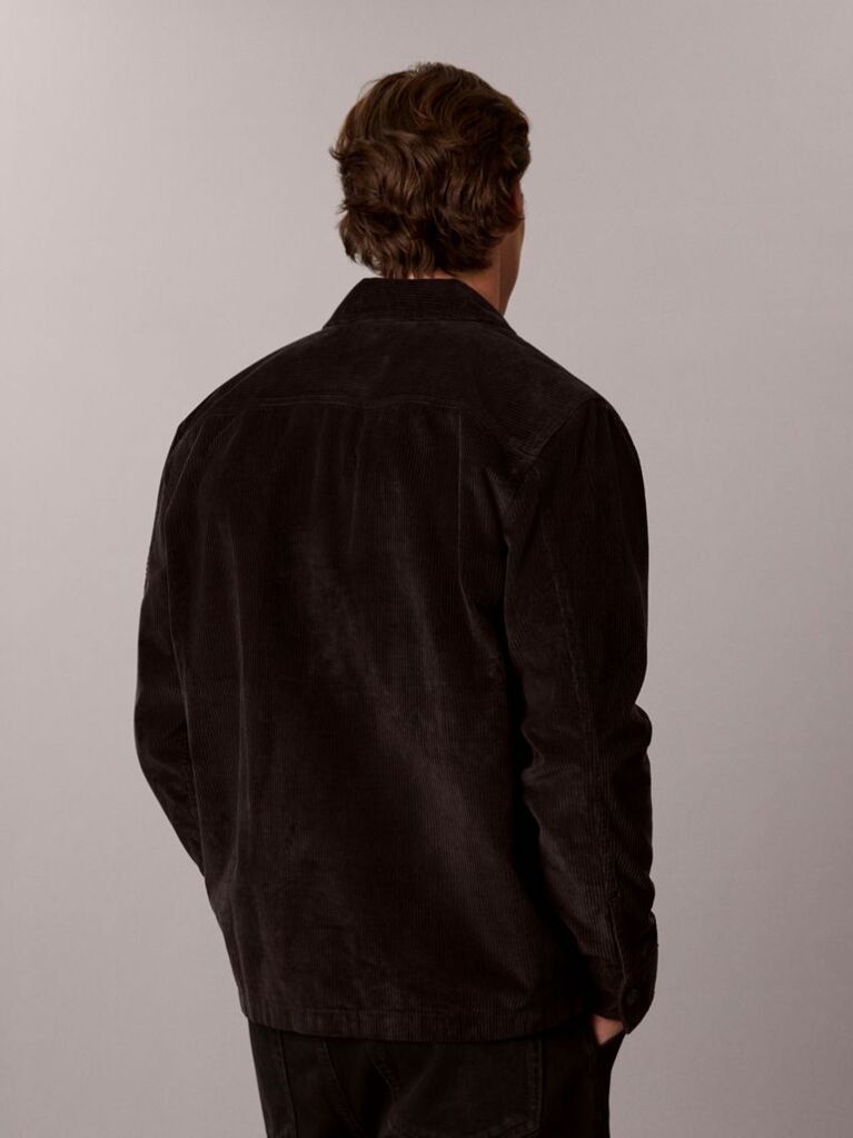 Black Relaxed Corduroy Shirt Jacket  Men