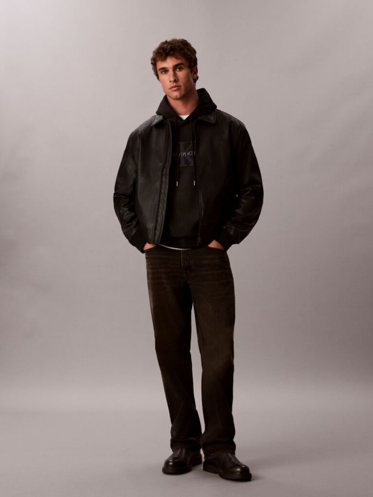 Μαύρο Hoodie Premium Terry Με Κουκούλα Και Denim Λογότυπο  Άνδρας