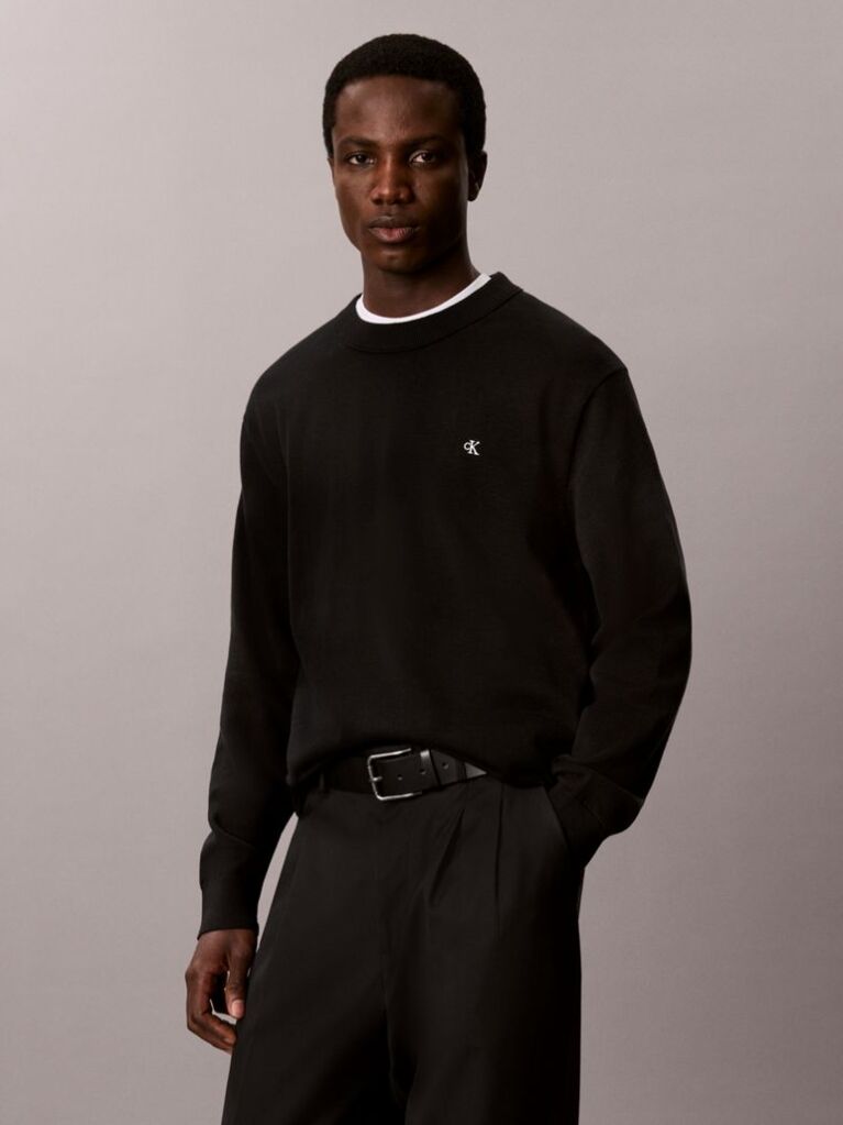 Black Classic Cotton Monogram Jumper  Men
