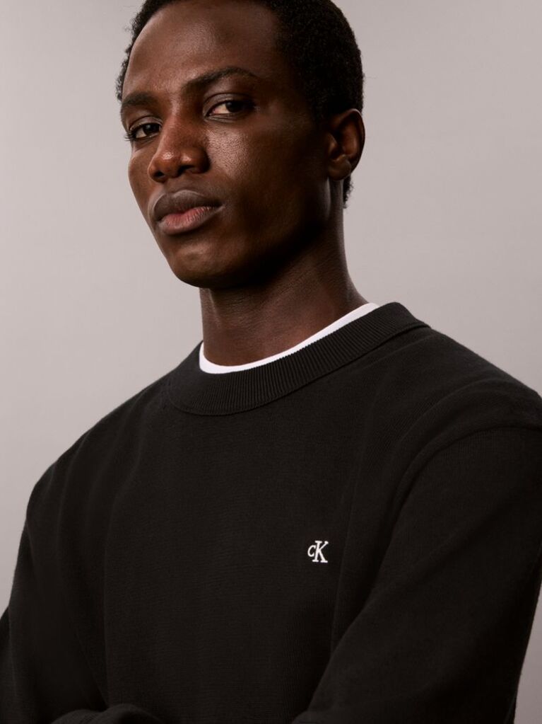 Black Classic Cotton Monogram Jumper  Men