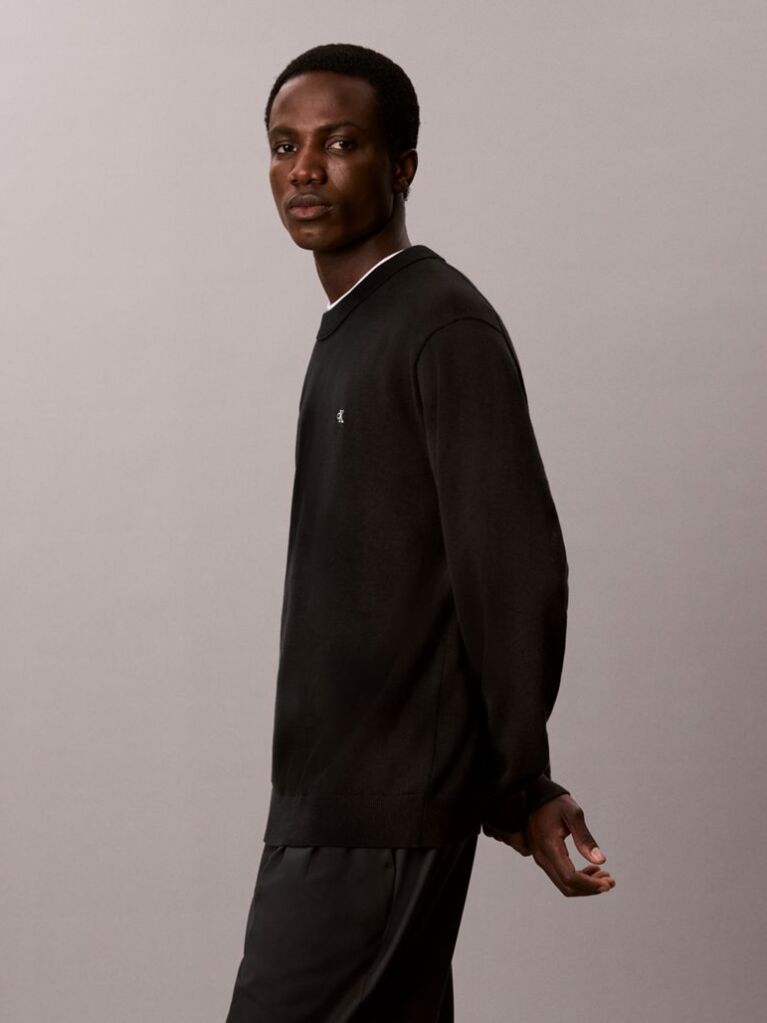 Black Classic Cotton Monogram Jumper  Men