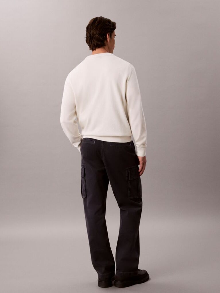 White Classic Cotton Monogram Jumper  Men