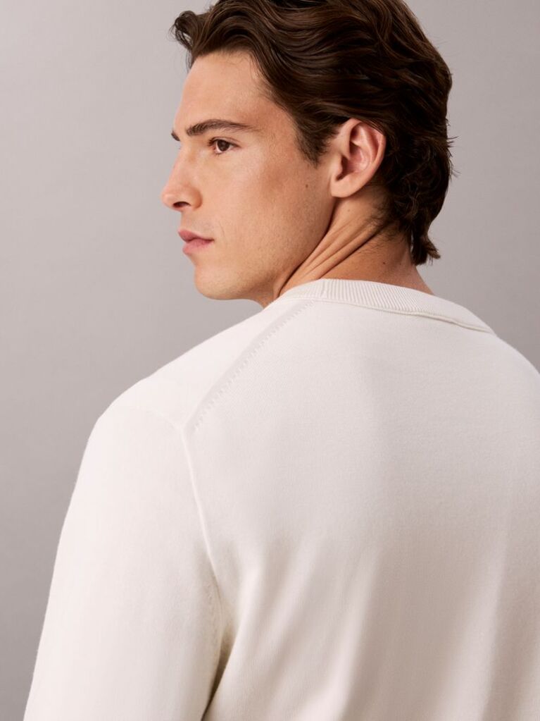 White Classic Cotton Monogram Jumper  Men
