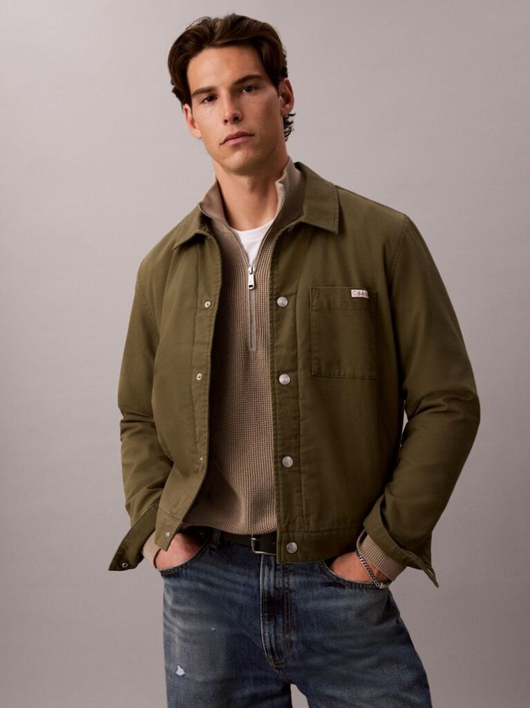 Brown Cotton Waffle Half Zip Jumper  Men