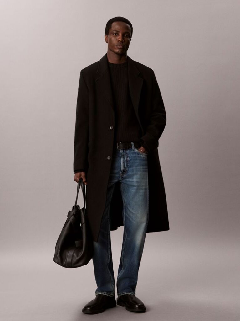 Black Cotton Ribbed Jumper  Men