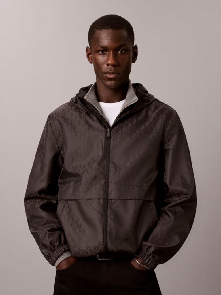 Black All-Over Logo Windbreaker Jacket  Men