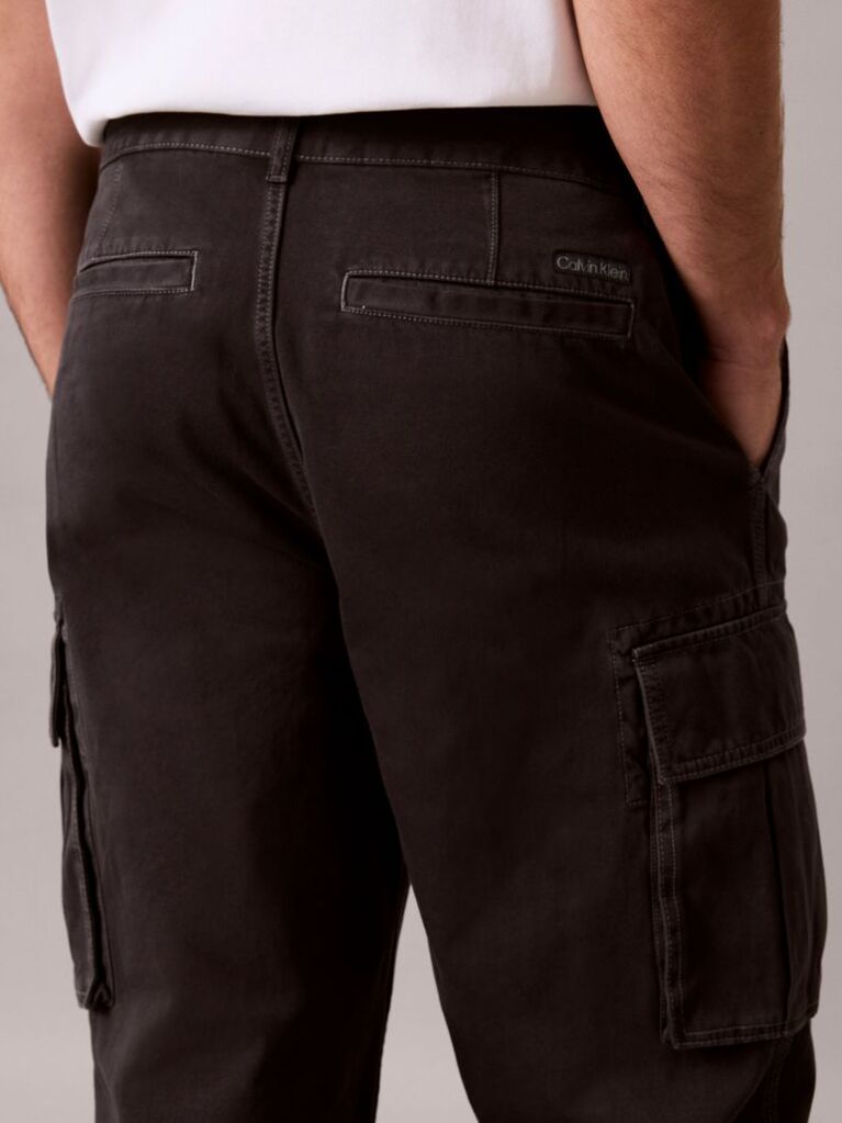 Γκρι Βαμβακερό Παντελόνι Cargo Twill Με Χαλαρή Γραμμή  Άνδρας