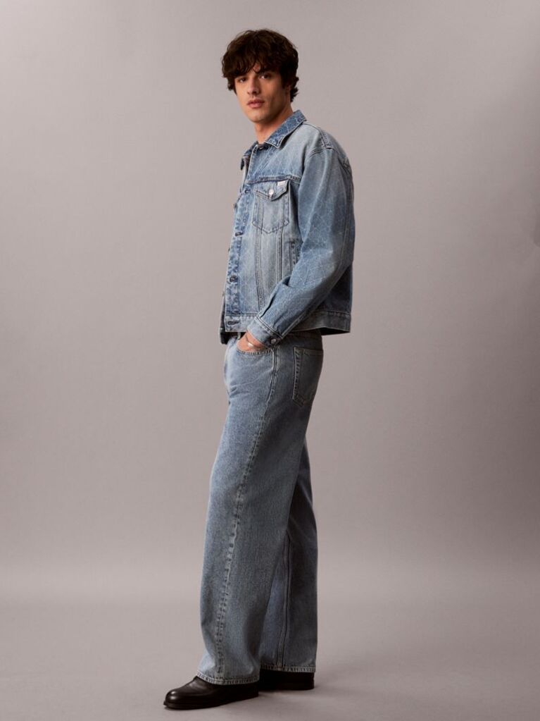 Denim 90s Denim Logo Trucker Jacket  Men