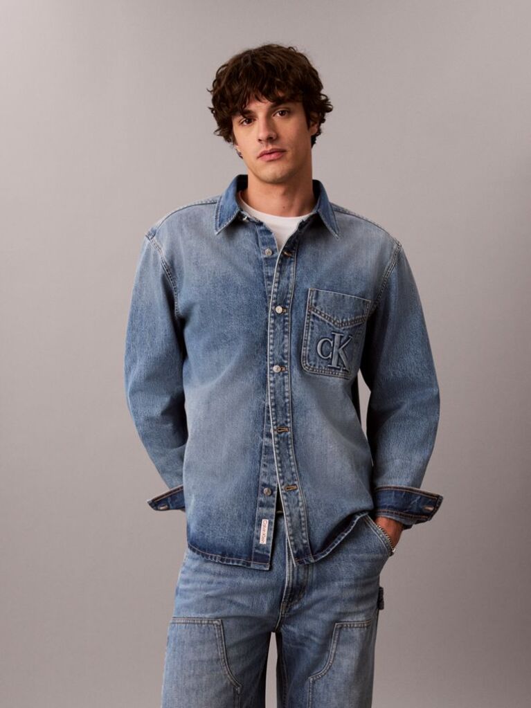 Denim Ανάγλυφο Τζιν Overshirt  Άνδρας