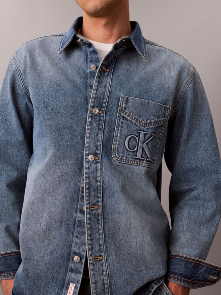 Denim Ανάγλυφο Τζιν Overshirt  Άνδρας