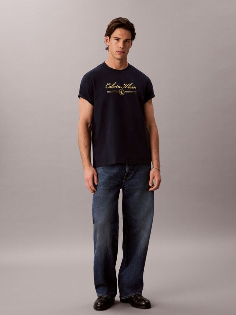 Blue Script Logo T-shirt  Men