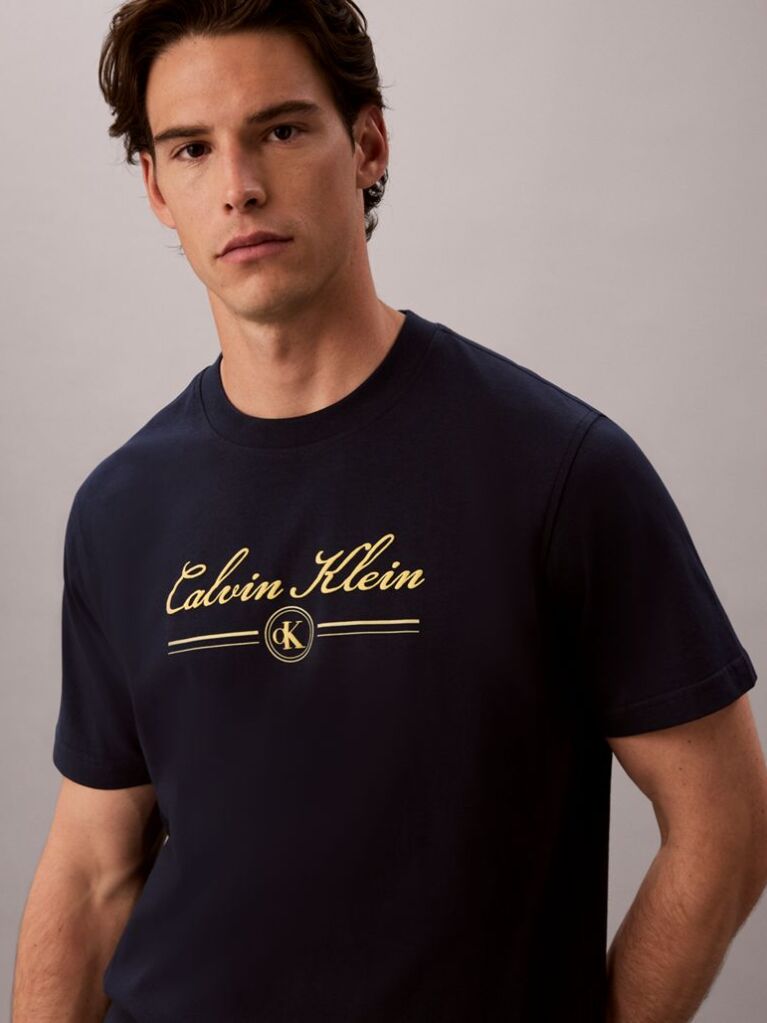 Blue Script Logo T-shirt  Men
