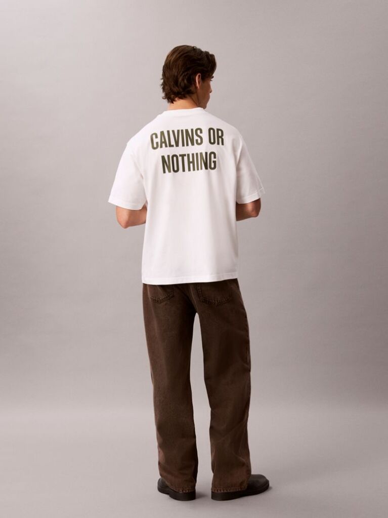 White Relaxed Calvins Or Nothing Graphic T-Shirt  Men