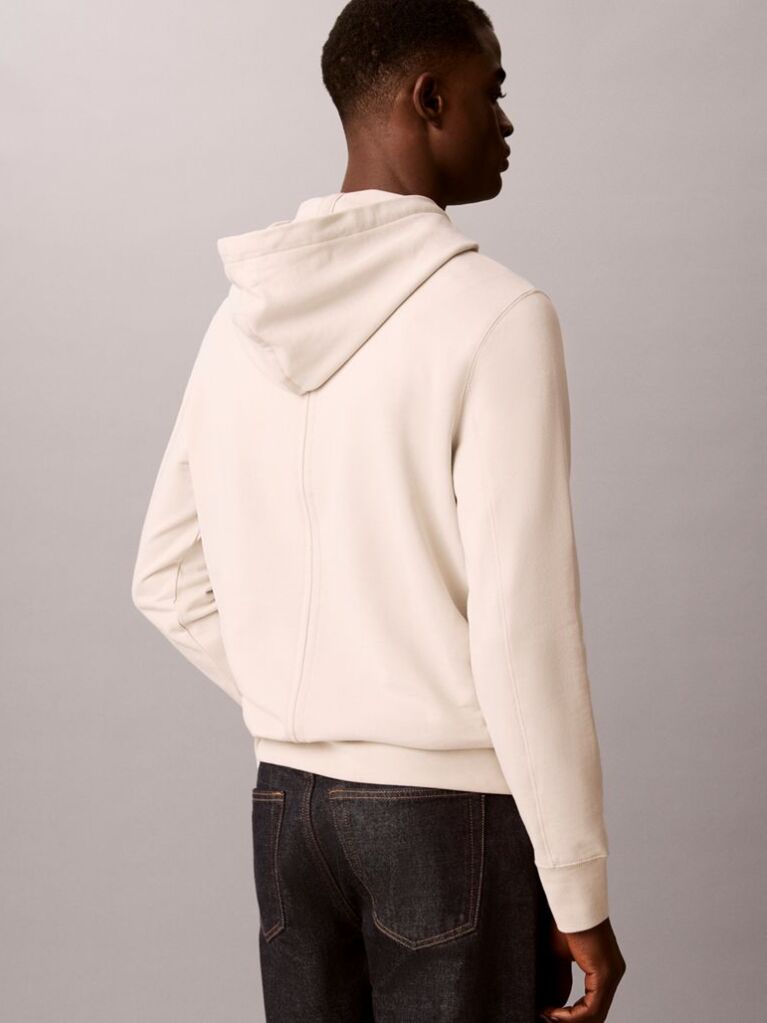 Μπεζ Βαμβακερό Hoodie Με Κουκούλα Και Λογότυπο  Άνδρας
