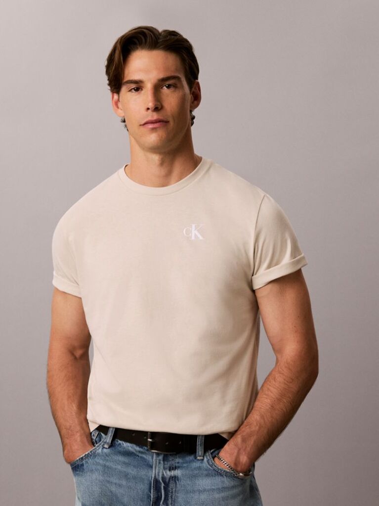 Beige Back Graphic T-Shirt  Men