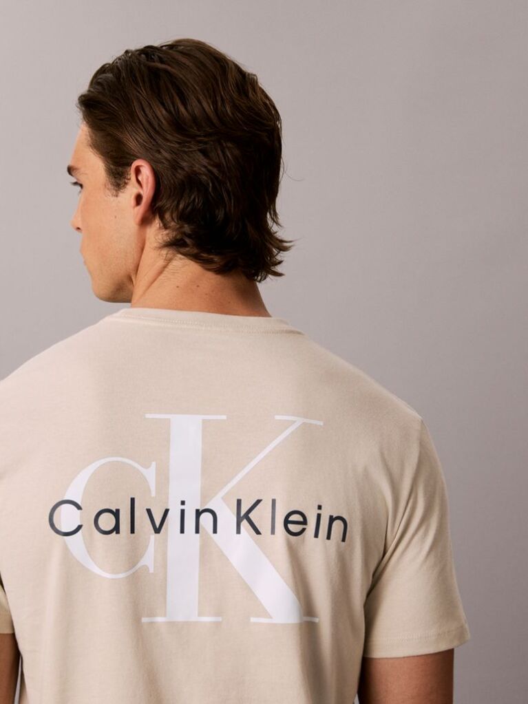 Beige Back Graphic T-Shirt  Men