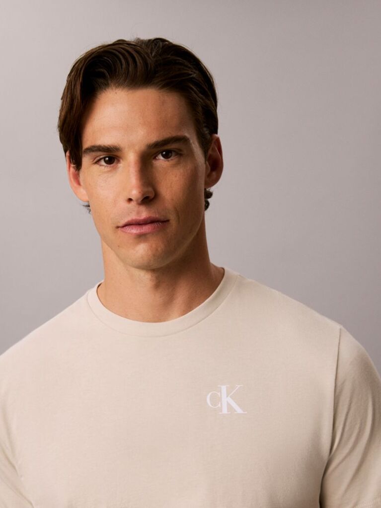 Beige Back Graphic T-Shirt  Men