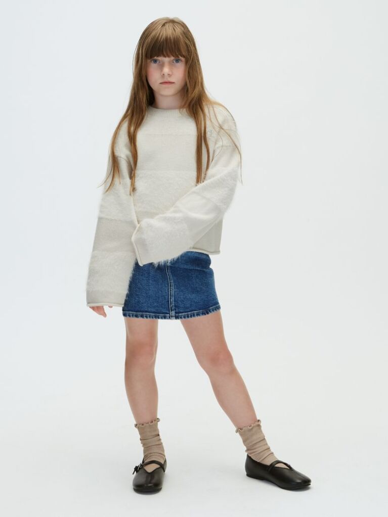 Beige Kids' Striped Cropped Jumper  Girls