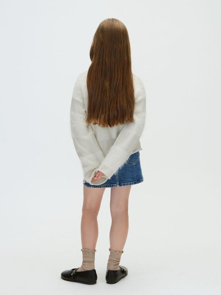 Beige Kids' Striped Cropped Jumper  Girls