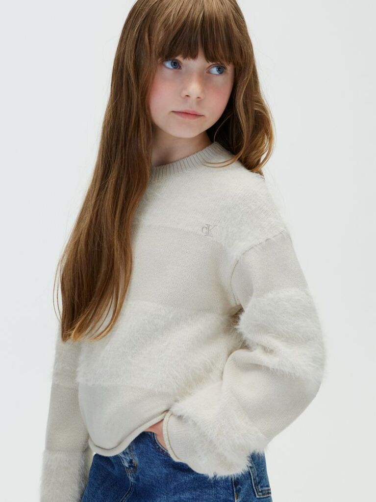 Beige Kids' Striped Cropped Jumper  Girls