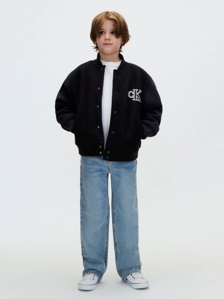 Black Kids' Felt Varsity Bomber Jacket  Boys
