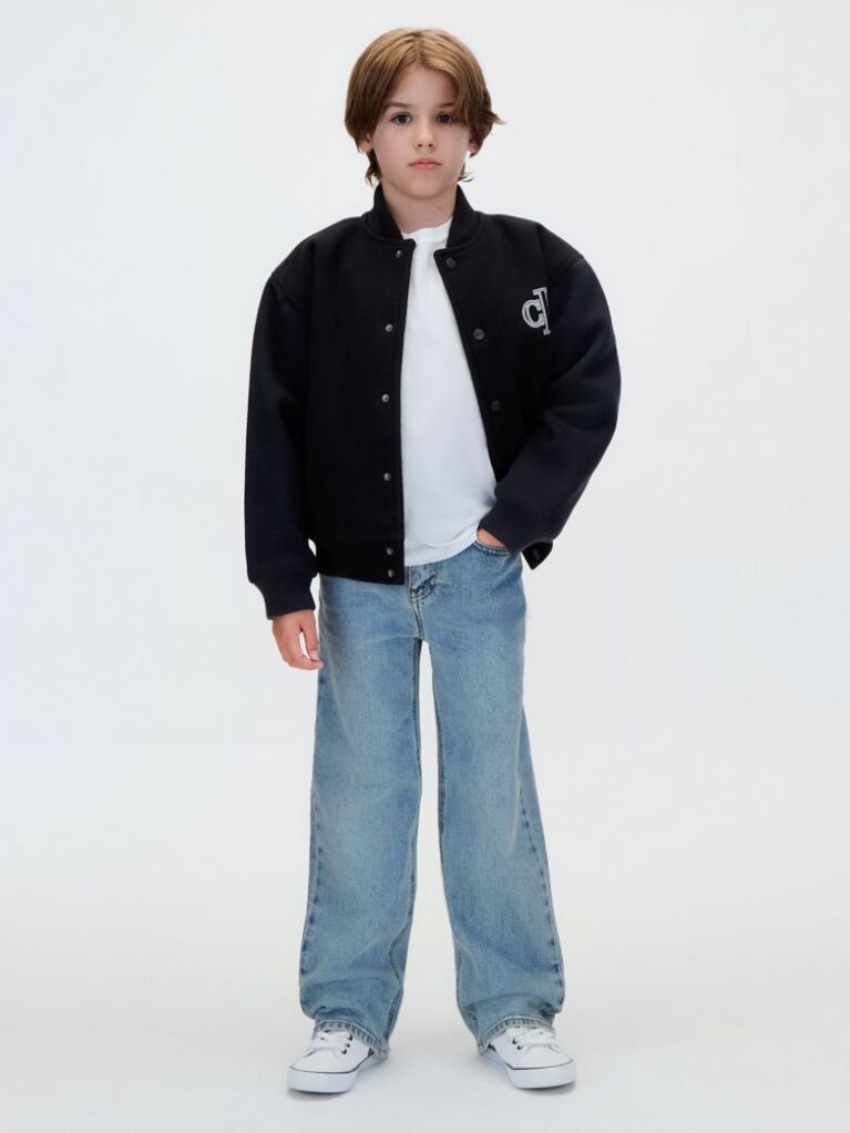 Black Kids' Felt Varsity Bomber Jacket  Boys