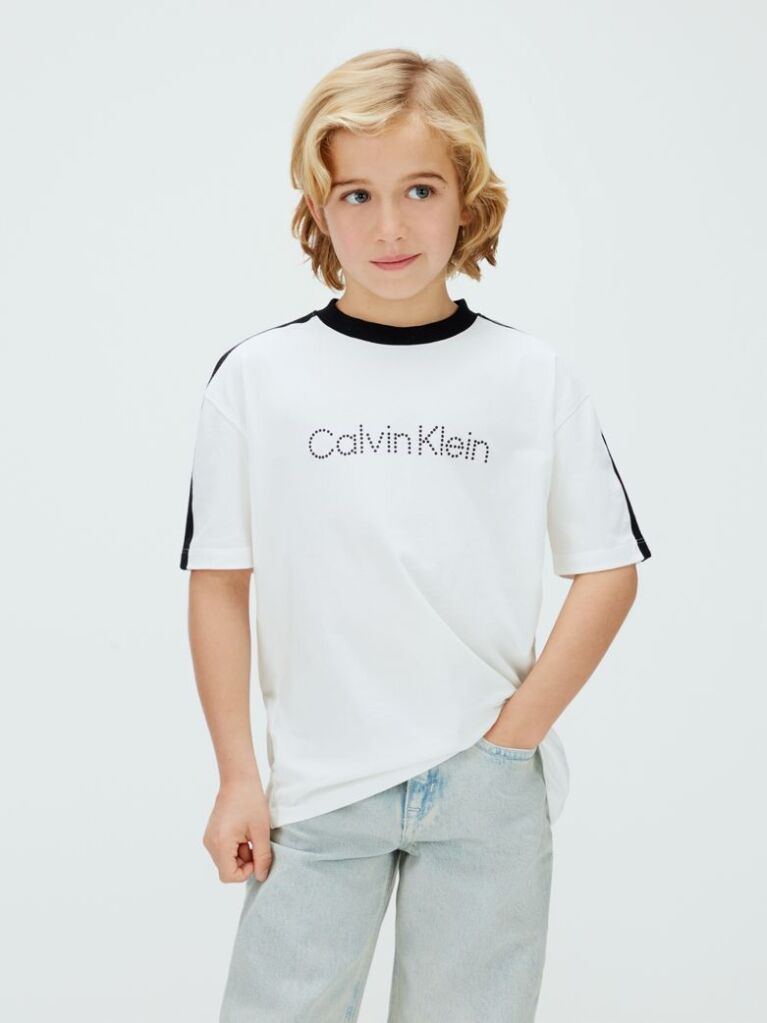 White Colourblock Taping T-shirt  Boys