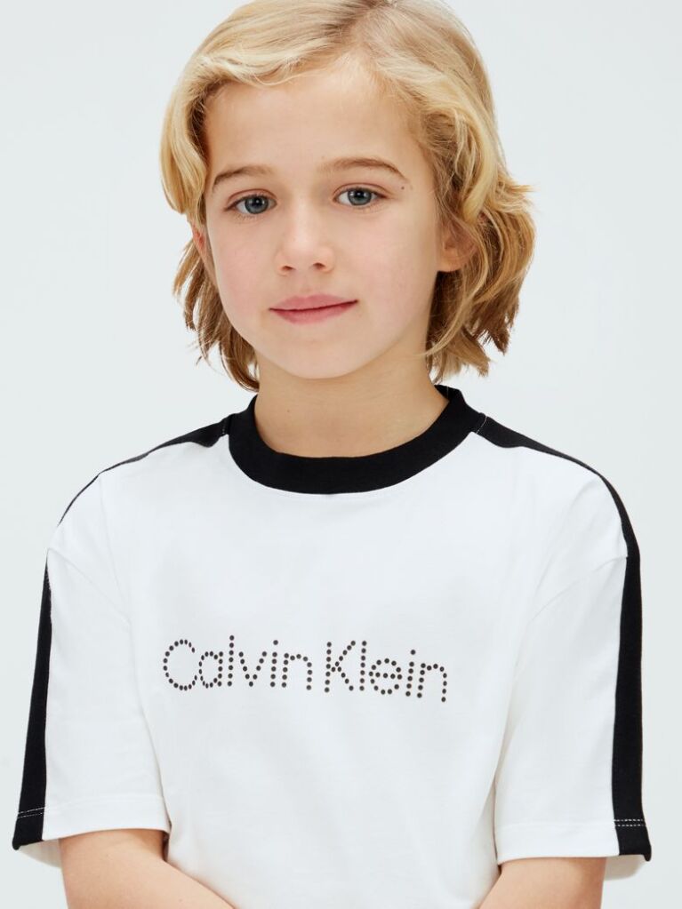 White Colourblock Taping T-shirt  Boys