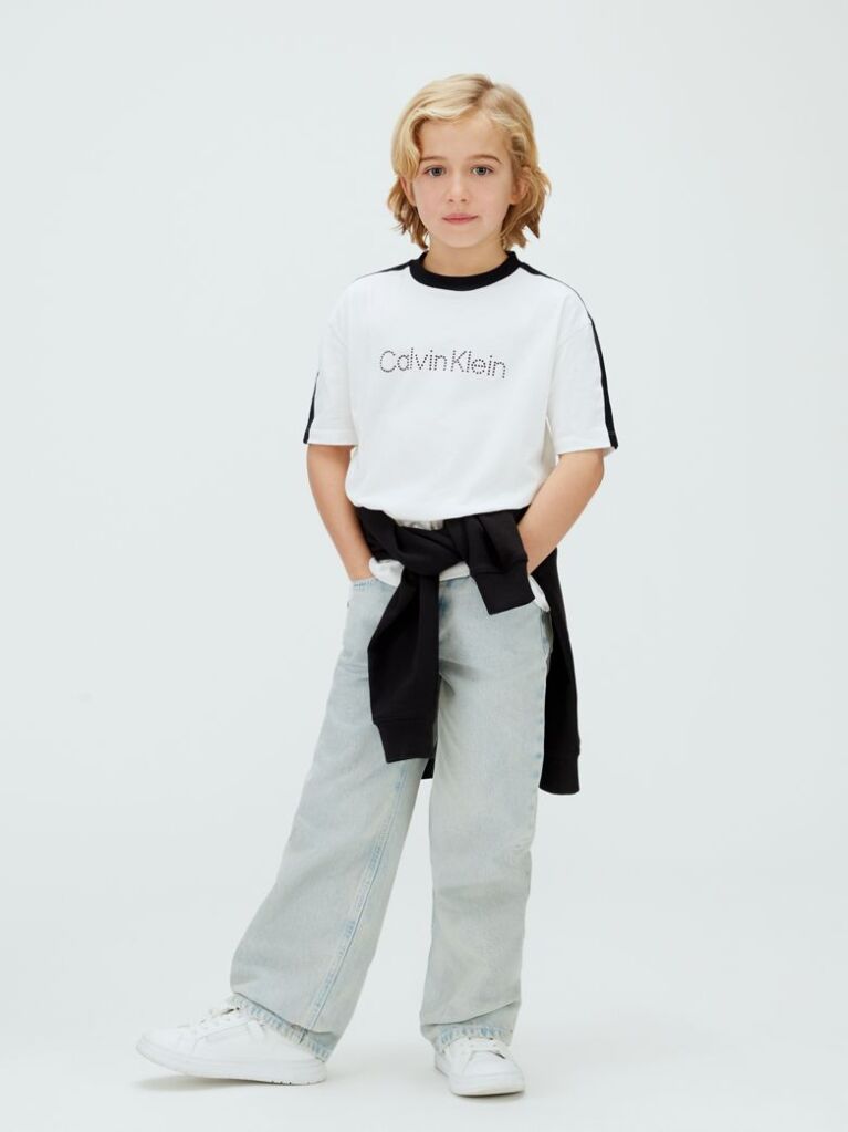White Colourblock Taping T-shirt  Boys