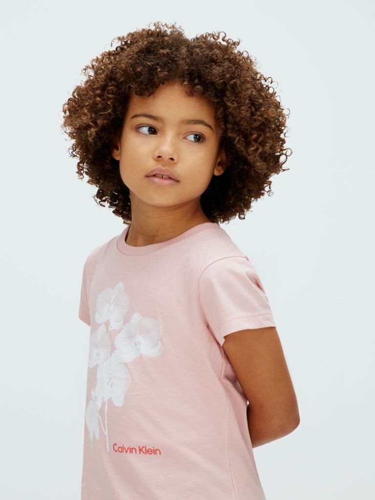 Pink Floral Graphic Slim T-Shirt  Girls
