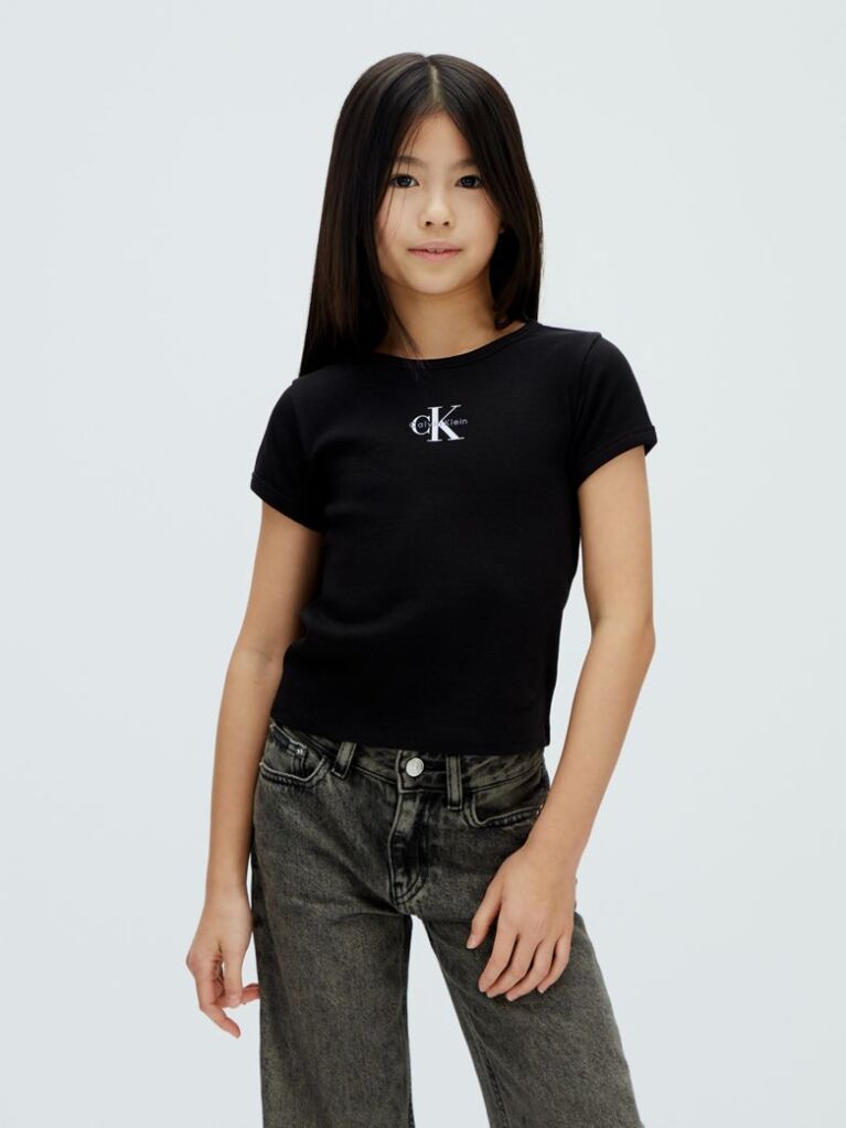 Μαύρο Ριμπ T-Shirt  Κορίτσι