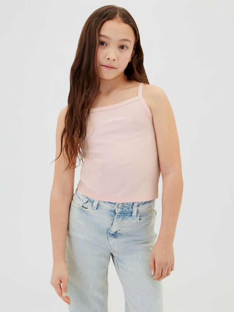 Pink Punto Milano Strap Top  Girls