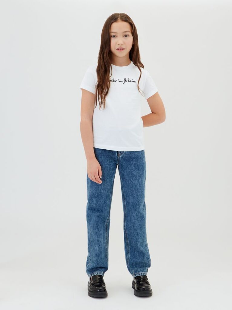 Λευκό Παιδικό Slim T-Shirt Με Λογότυπο  Κορίτσι