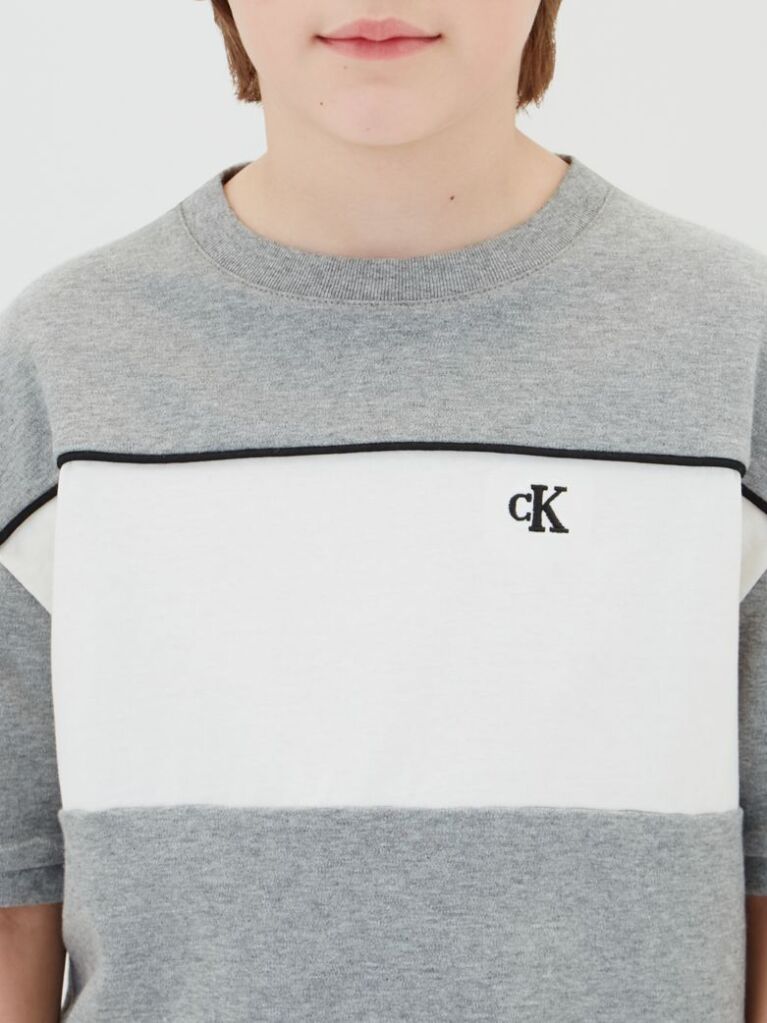 Γκρι Παιδικό T-Shirt Με Color Block Σχέδιο  Αγόρι