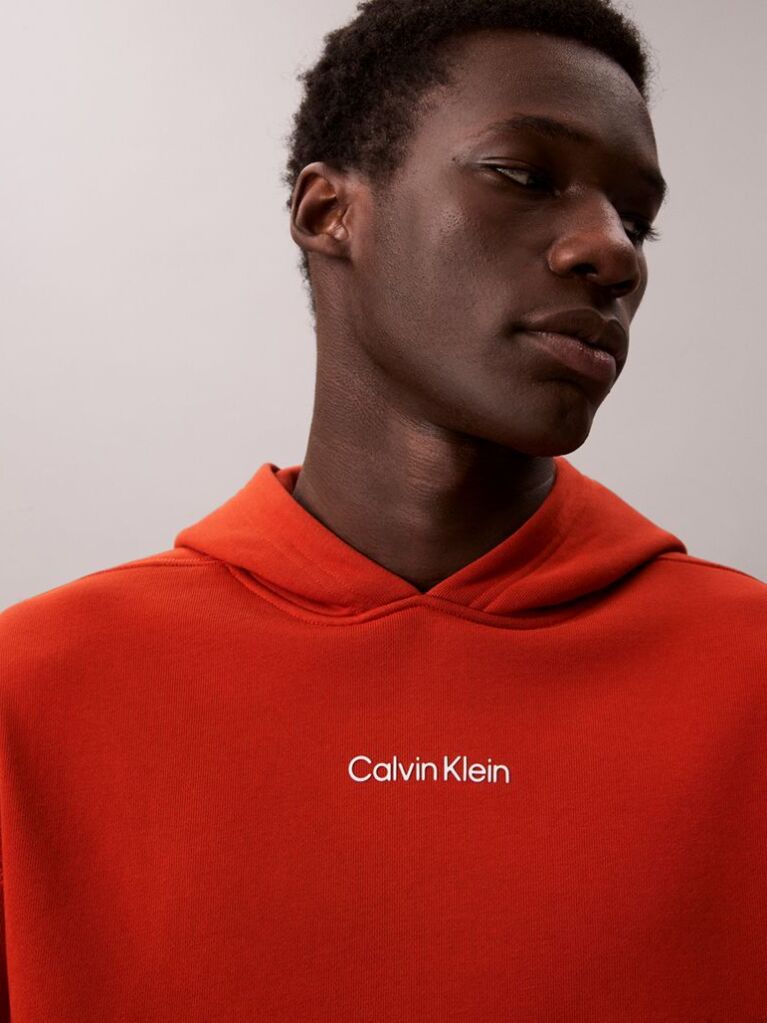Πορτοκαλί Hoodie Από Απαλό Βαμβακερό Terry  Άνδρας
